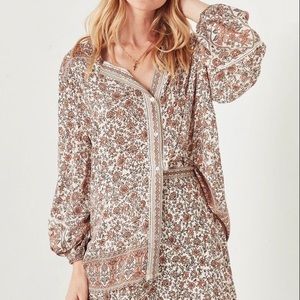 Spell and the Gypsy Medium Jasmine Button Down Blouse Pink Cream